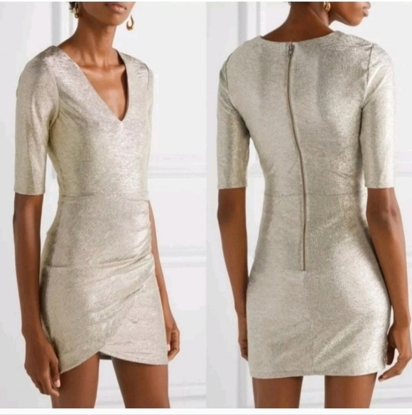Alice + Olivia Judy dress with metallic  V-Neck Mini Dress 0 New without tags. - Picture 4 of 16